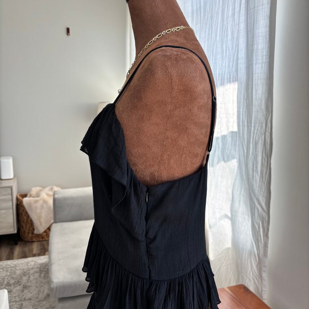 Mink Pink Black Tiered Ruffle Maxi Dress Summer Wedding Guest Sundress Medium - Picture 6 of 8